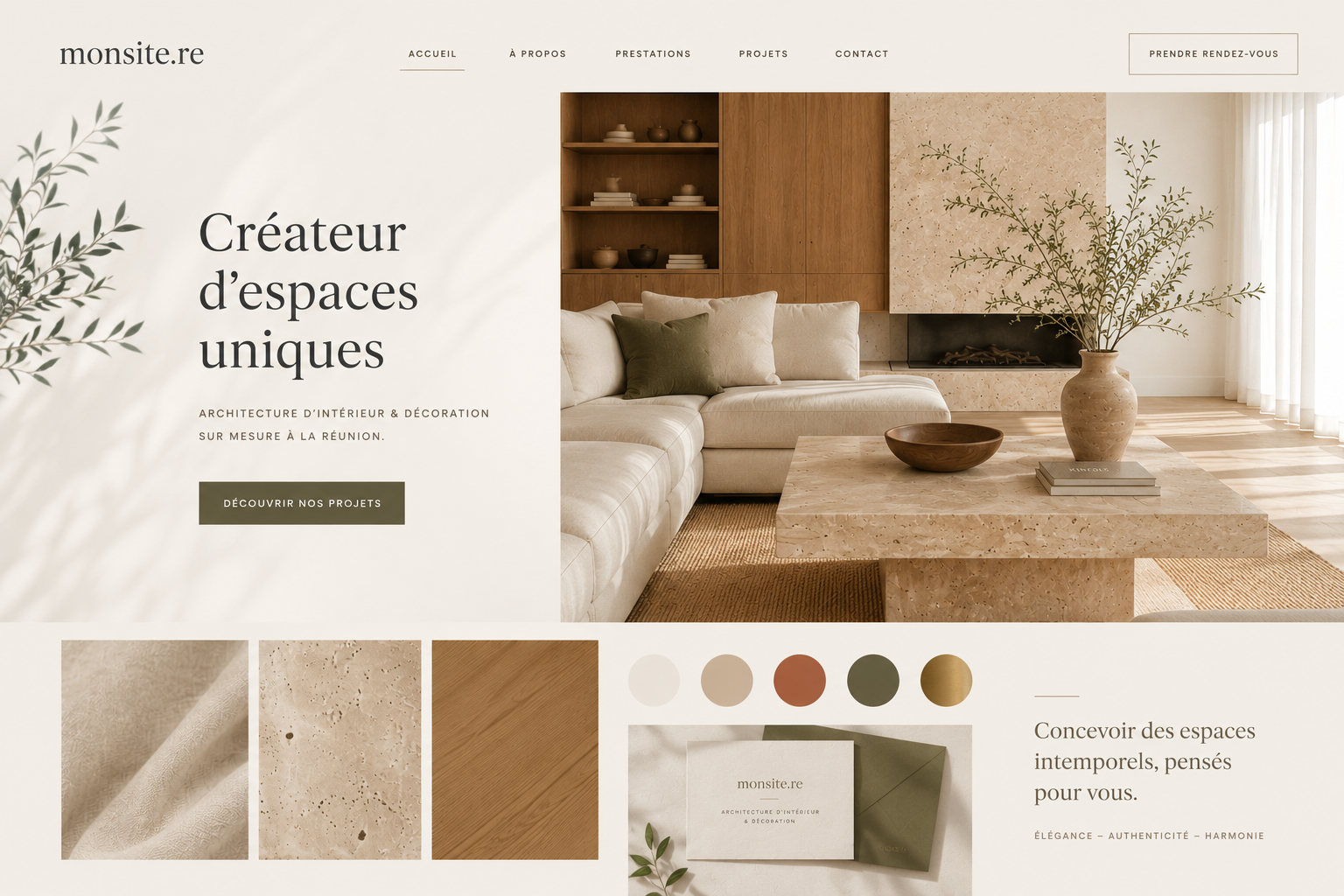 Exemple de site web vitrine créé par Kreony pour une entreprise de La Réunion